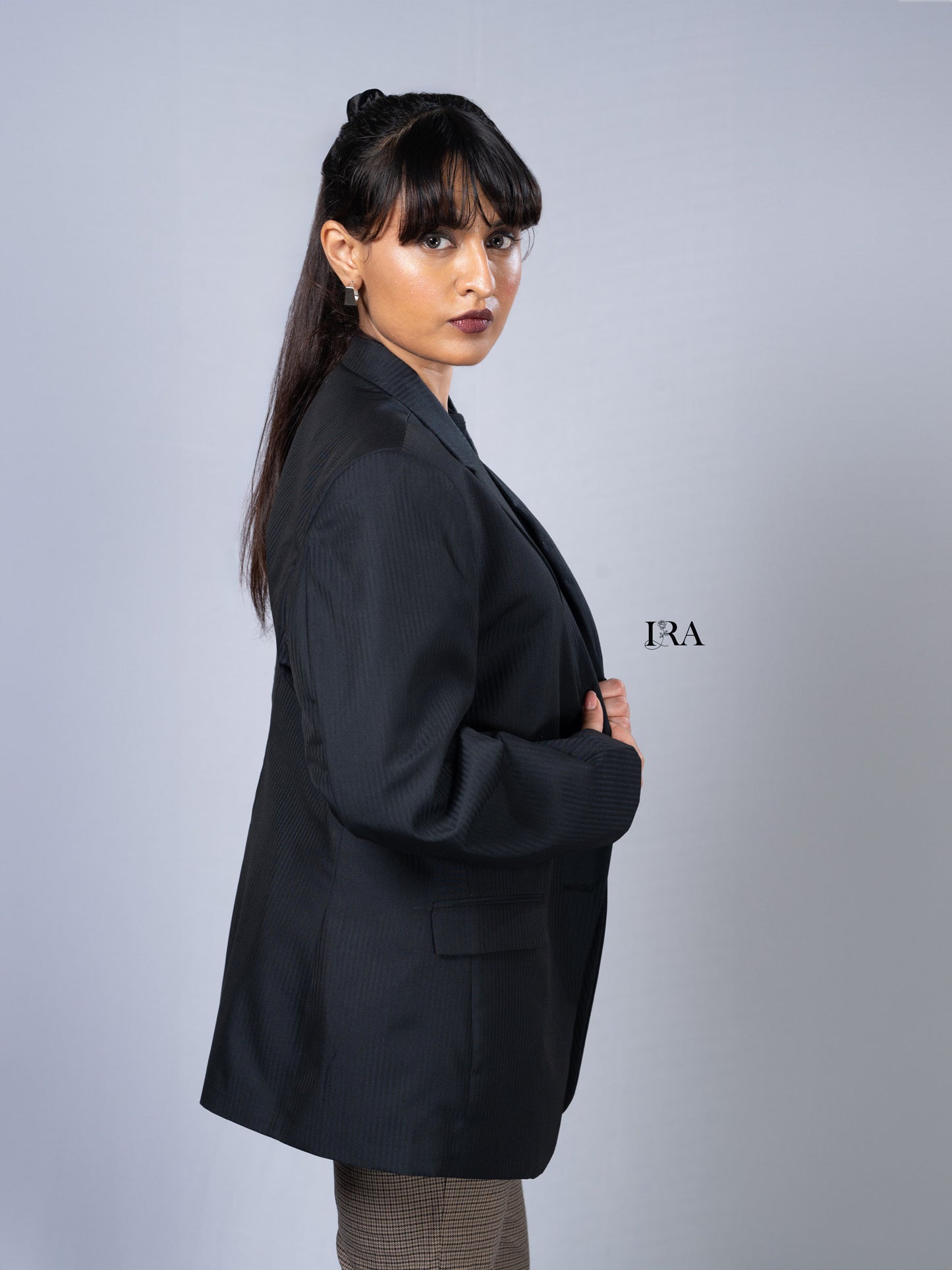 Classic Black Striped Blazer – Elegant, Sleek, and Timeless