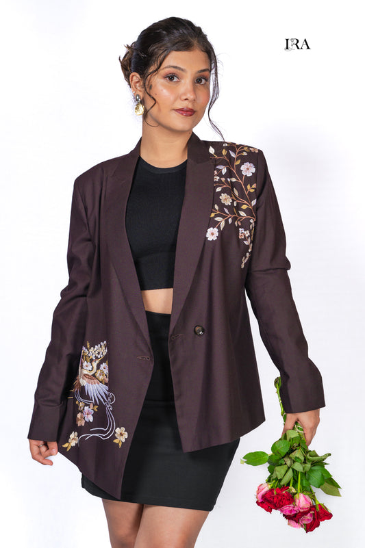 Asymmetrical Blazer With Hand Work