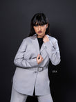 Grey Luxe Belted Blazer – Timeless Elegance with a Modern Edge