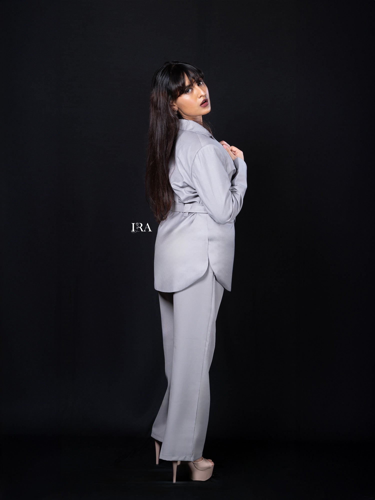 Grey Luxe Belted Blazer – Timeless Elegance with a Modern Edge