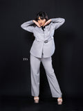 Grey Luxe Belted Blazer – Timeless Elegance with a Modern Edge