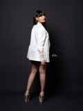 White Embossed Blazer – Elegance with Intricate Floral Embroidery